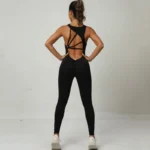 Yoga Jumpsuit V-shaped Back Design Sleeveless Fitness Running Sportswear Stretch Tights Pants For Womens Clothing - Image 3