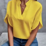 Summer Short-sleeved Chiffon Shirt New V-neck Shirt Women's Casual Versatile Clothing - Image 3