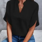 Summer Short-sleeved Chiffon Shirt New V-neck Shirt Women's Casual Versatile Clothing - Image 5
