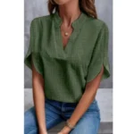 Summer Short-sleeved Chiffon Shirt New V-neck Shirt Women's Casual Versatile Clothing - Image 12