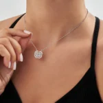 Silver Clover Hearts Necklace - Image 3