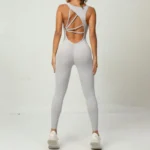 Yoga Jumpsuit V-shaped Back Design Sleeveless Fitness Running Sportswear Stretch Tights Pants For Womens Clothing - Image 2