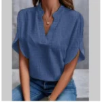 Summer Short-sleeved Chiffon Shirt New V-neck Shirt Women's Casual Versatile Clothing - Image 11