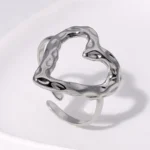 Retro Love Adjustable Stainless Steel Ring - Image 4