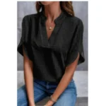Summer Short-sleeved Chiffon Shirt New V-neck Shirt Women's Casual Versatile Clothing - Image 13