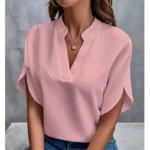 Summer Short-sleeved Chiffon Shirt New V-neck Shirt Women's Casual Versatile Clothing - Image 6